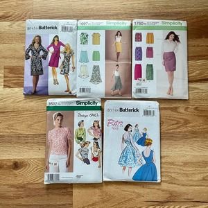 Simplicity and Butterick pattern lot, vintage, retro, dresses, skirts, sz 14-24